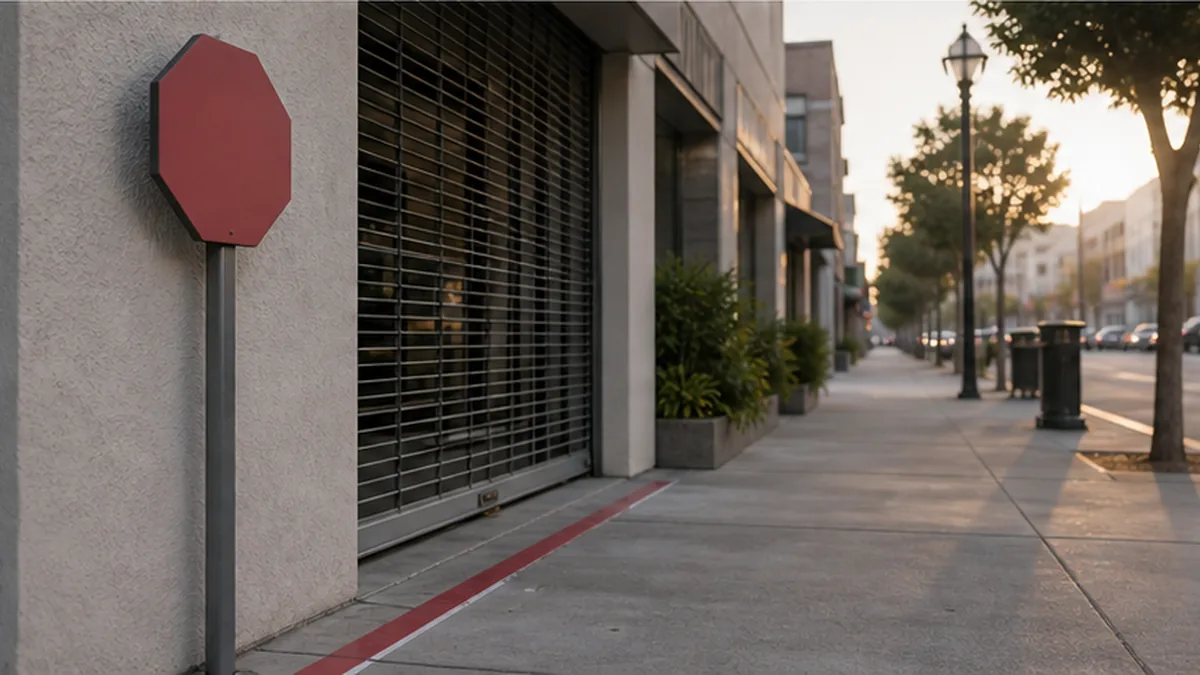 What Is a Cease and Desist Letter? photo showing quiet city sidewalk with a bright boundary line and stop marker