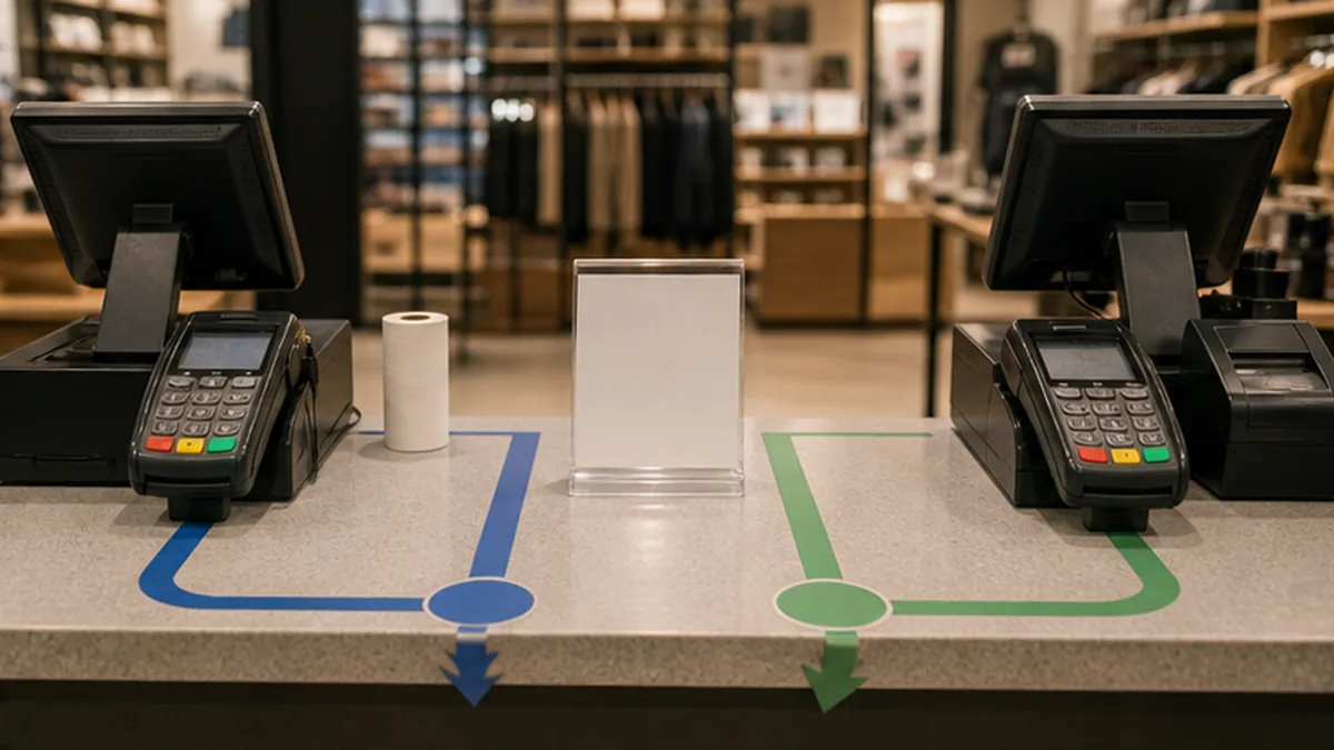 Chargeback or Demand Letter: Which Comes First? photo showing payment terminal lane split between bank dispute and merchant demand
