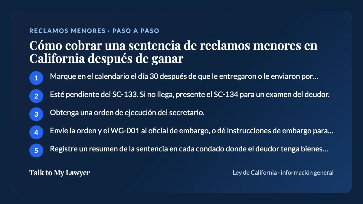 Tarjeta paso a paso: 5 pasos, empezando por "Marque en el calendario el día 30 después de que le entregaron o le enviaron por correo…"