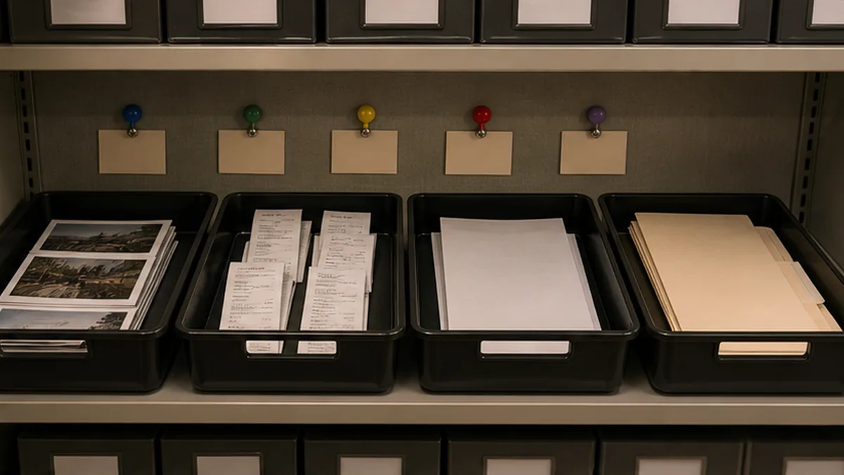 Demand Letter Evidence Checklist evidence photo showing proof categories arranged in separate trays