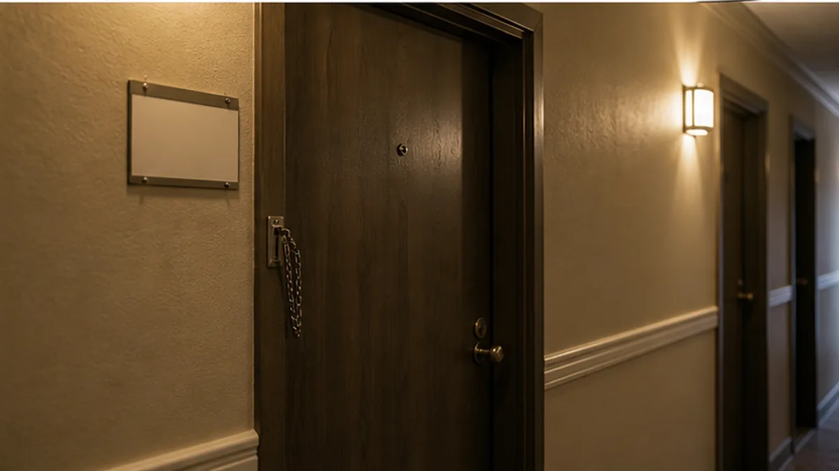 Landlord Harassment Cease and Desist Letter in California photo showing apartment hallway with entry light, door chain, and boundary strip