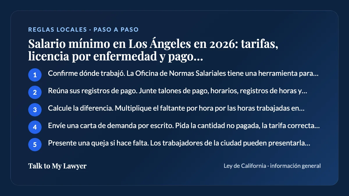 Tarjeta paso a paso: 5 pasos, empezando por "Confirme dónde trabajó. La Oficina de Normas Salariales tiene una herramienta para…"