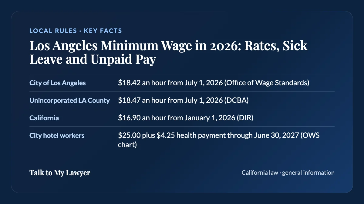 Key facts card: City of Los Angeles; Unincorporated LA County; California; City hotel workers