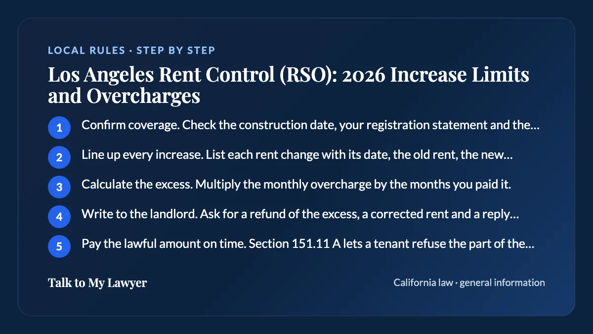 Step-by-step card: 5 steps, starting with "Confirm coverage. Check the construction date, your registration statement and the posted…"