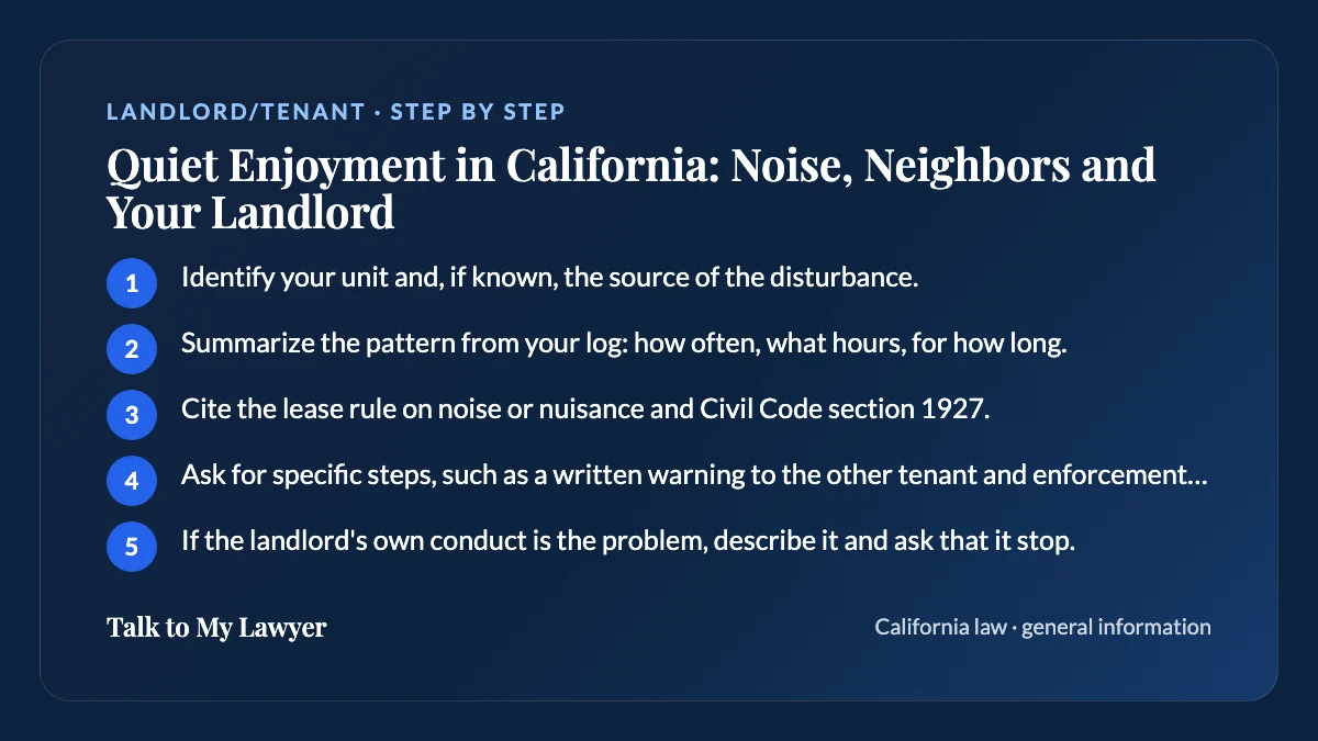 Step-by-step card: 5 steps, starting with "Identify your unit and, if known, the source of the disturbance"