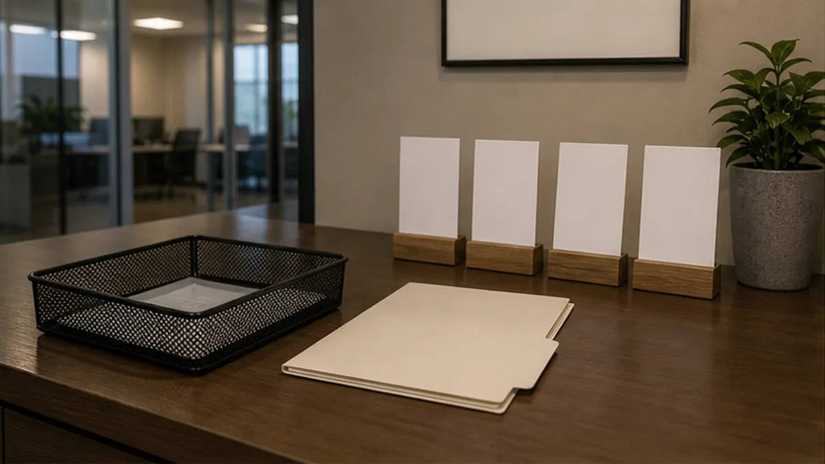 Severance or Separation Pay Demand Letter photo showing office exit path with separation packet shapes and benefit tiles