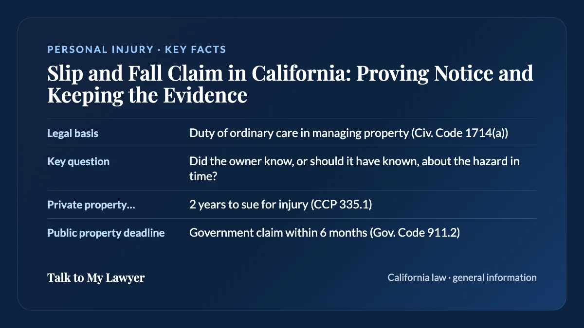 Key facts card: Legal basis; Key question; Private property deadline; Public property deadline