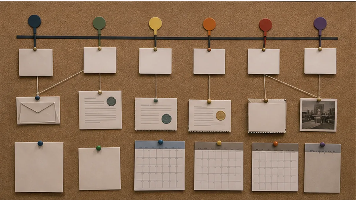 What Is a Demand Letter? evidence photo showing timeline wall with amount markers and delivery receipt shapes