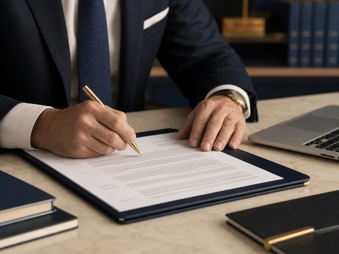An attorney writing a legal letter